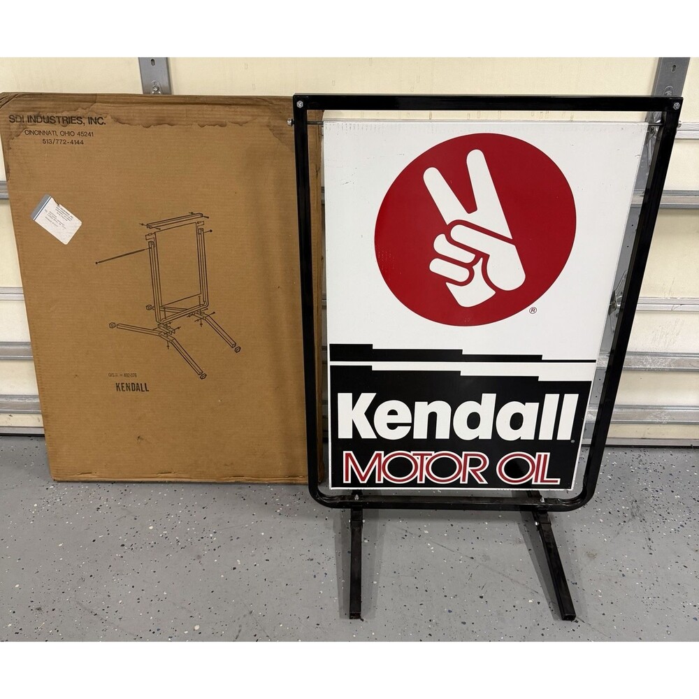 Vtg Kendall Motor Oil Service Station Curb Driveway Sign SEALED NEW-READ DESC.